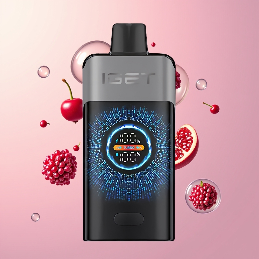 Partihandel Sverige IGET ONE 12000 Puffs 2700 mAh Dual Mesh Svartvinbär Körsbär Granatäpple