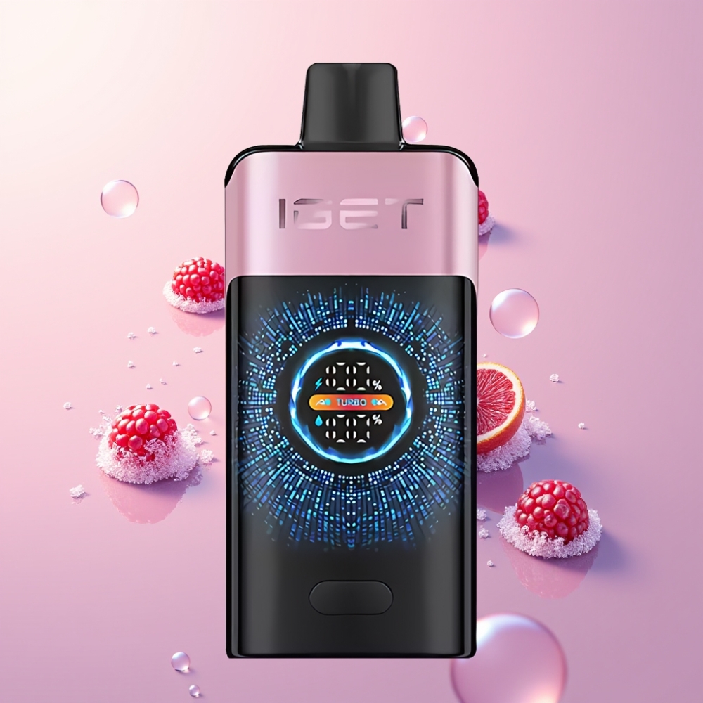Partihandel Sverige IGET ONE 12000 Puffs Engångsvape Björnbärsglass Stor Krökt Färgskärm 2700mAh