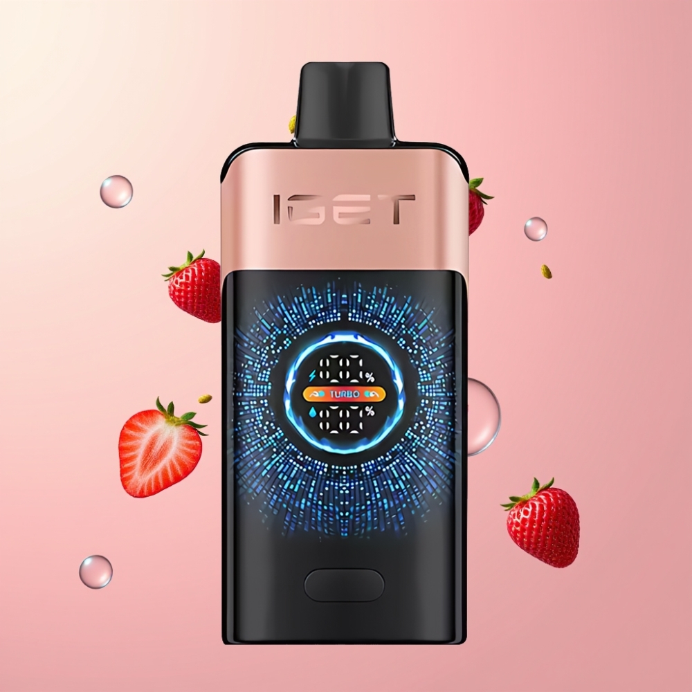 Partihandel Sverige IGET ONE 12000 Puffs Jordgubb Hallon 2700mAh Stor Skärm