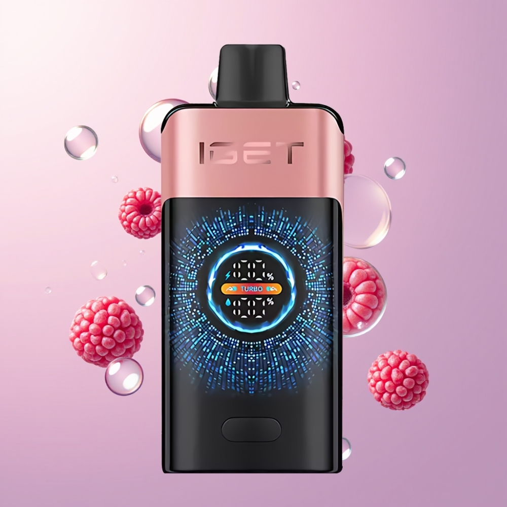 Partihandel Sverige IGET ONE 12000 Puffs Turbo Blåbär Hallon 2700mAh Stor Skärm