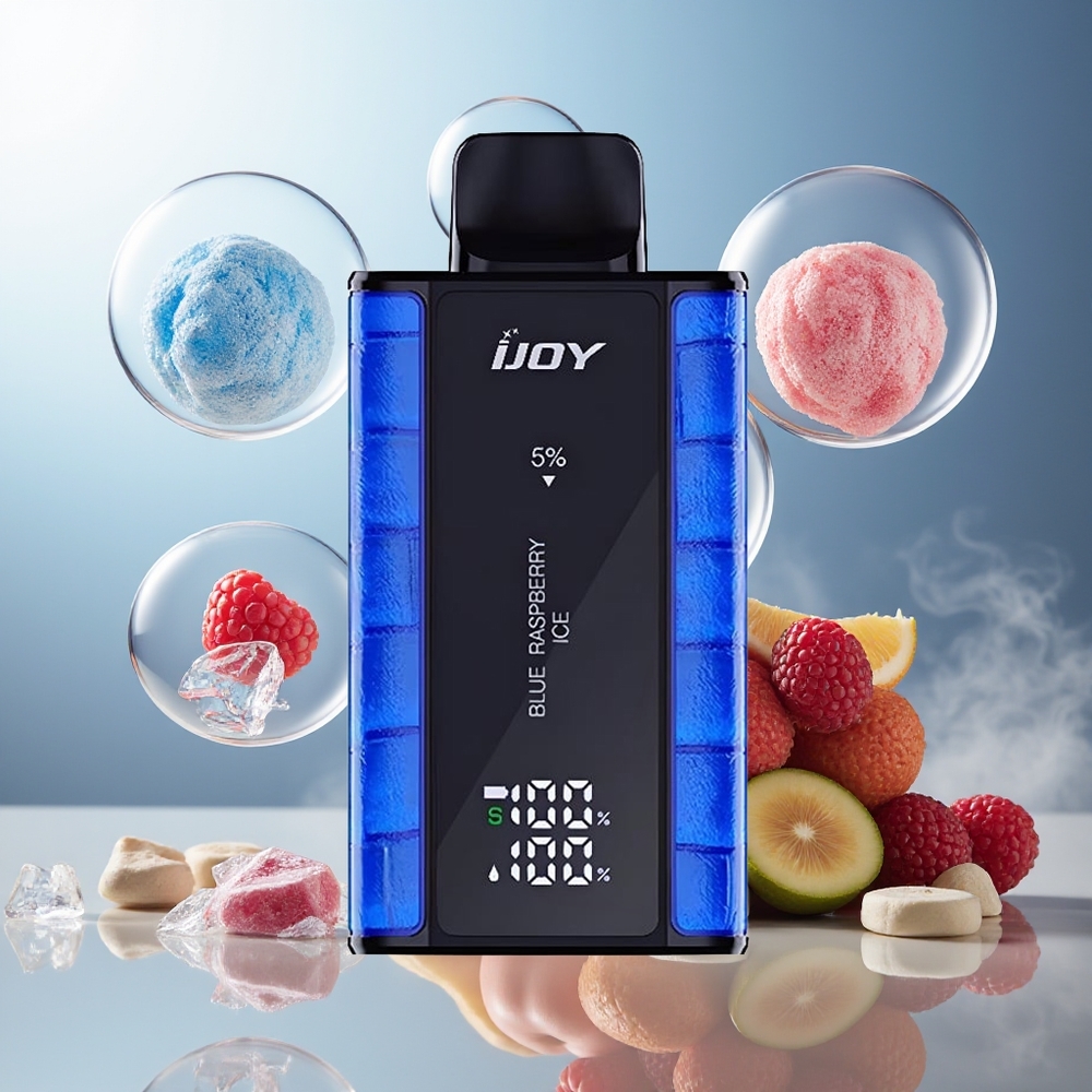 Partihandel Sverige IJOY Captain 10000 Puffs Engångs E-cigaret Blå Hallon Is 18ml 5%