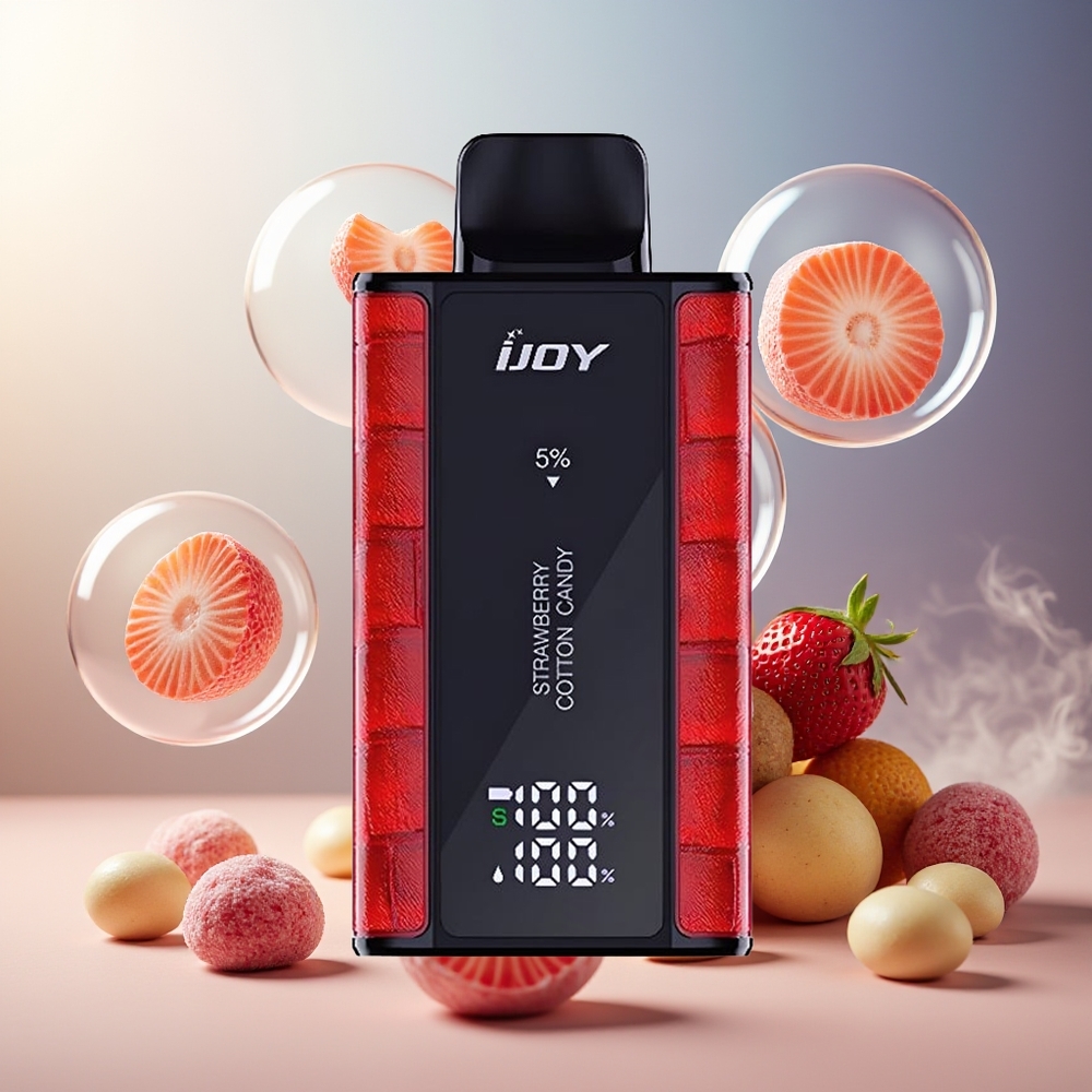 Partihandel Sverige IJOY Captain 10000 Puffs Engångs Vape Jordgubb Bomullsgodis 18ml 5%