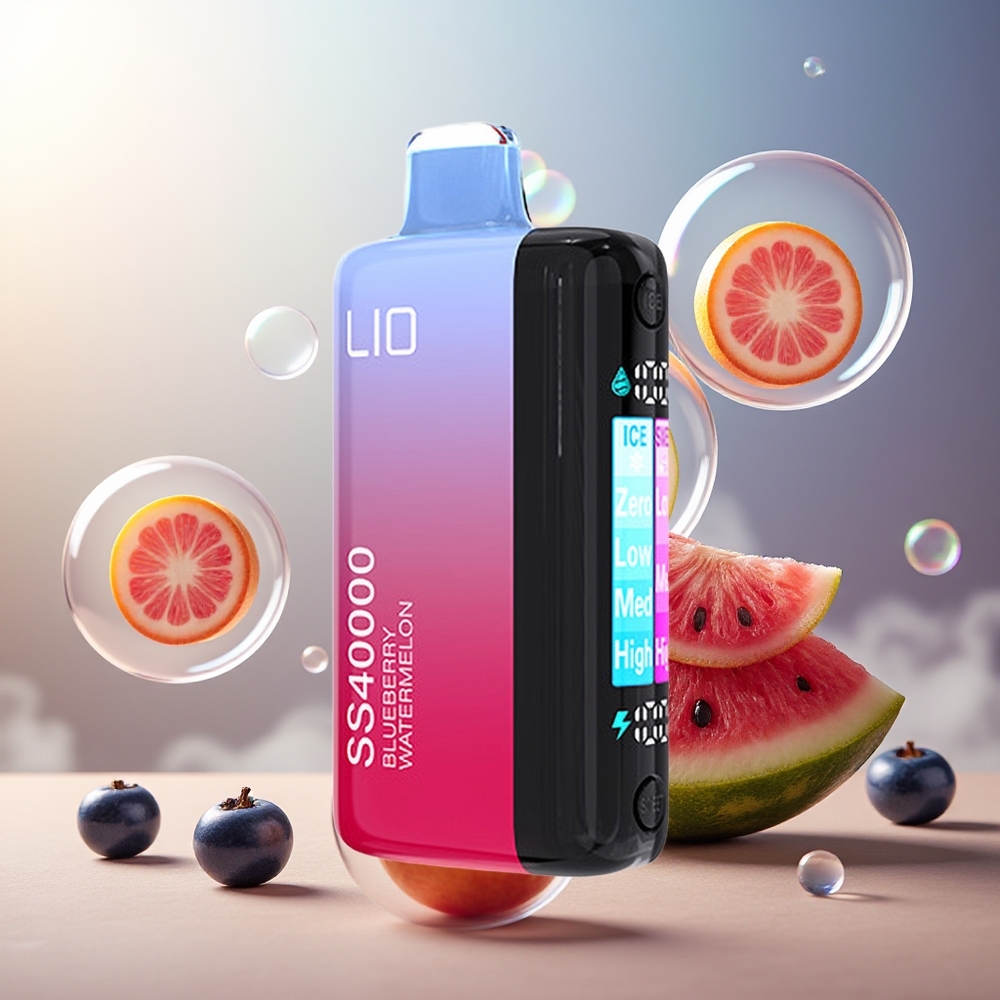 Partihandel Sverige IJOY LIO SS40000 Engångsvape Blåbär Vattenmelon 3 munstycken 40000 puffar 22ML 1100mAh