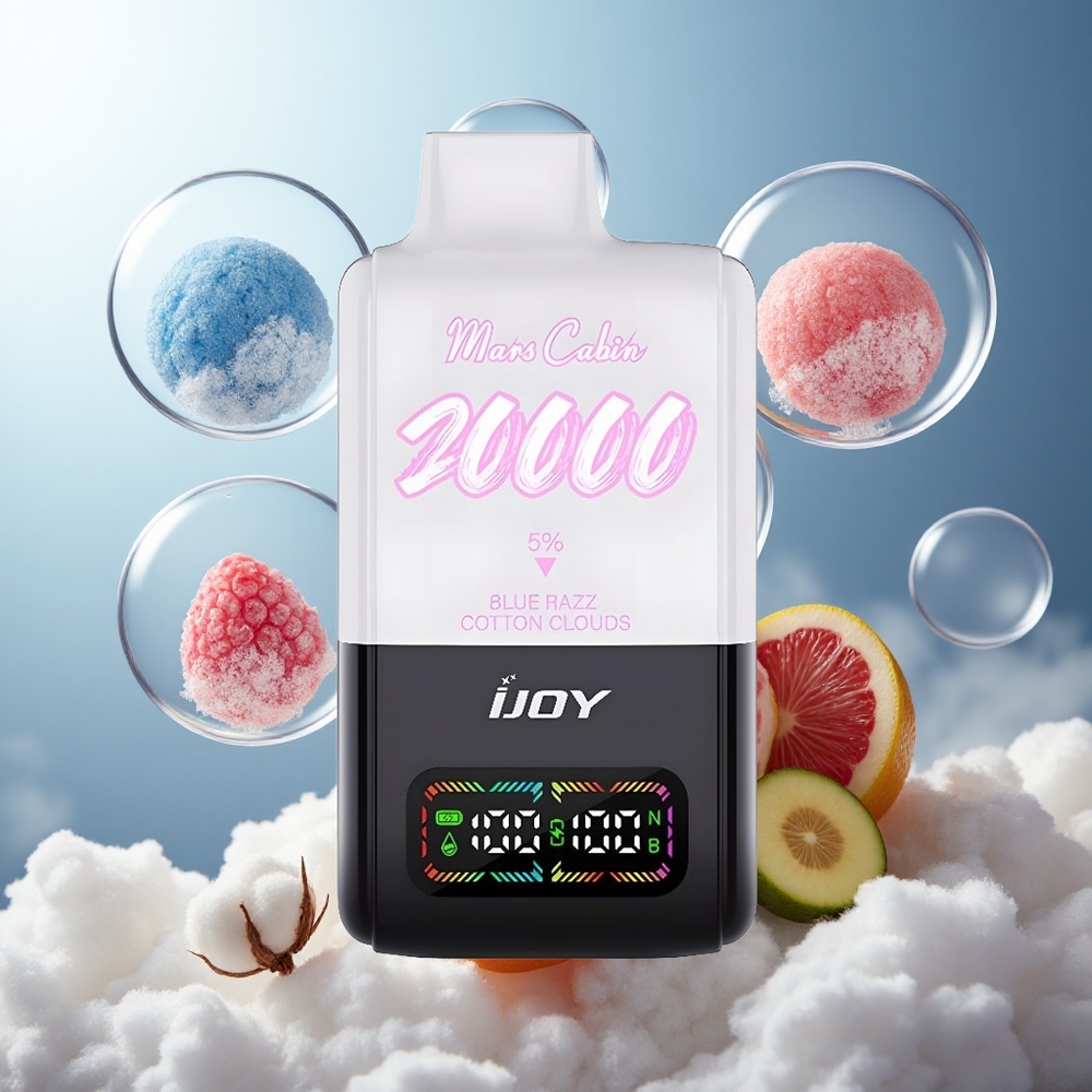 Partihandel Sverige IJOY Mars Cabin 20000 Puffs Engångs Vapen Blå Hallon Bomullsmoln 20ML 50mg