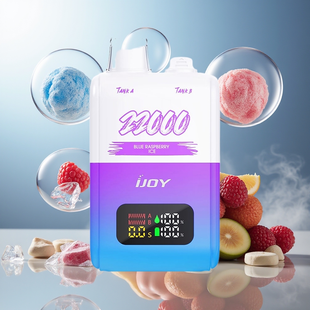 Partihandel Sverige IJOY SD 22000 Puffs Engångs Vape Blå Hallon Is 15ML+15ML 650mAh