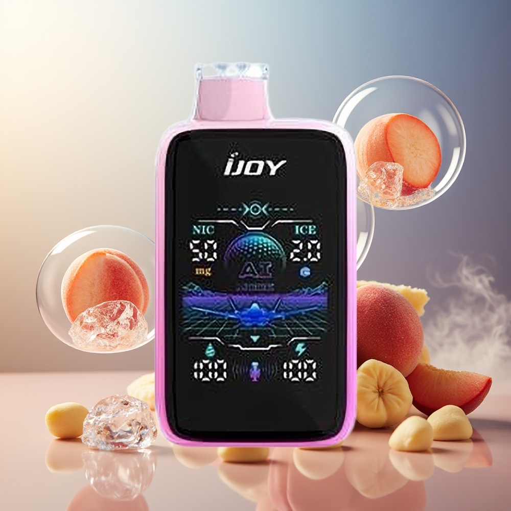Partihandel Sverige IJOY Uranus Mate 40000 Puffs Saftig Persika Is ICE3 28W+8W Typ-C