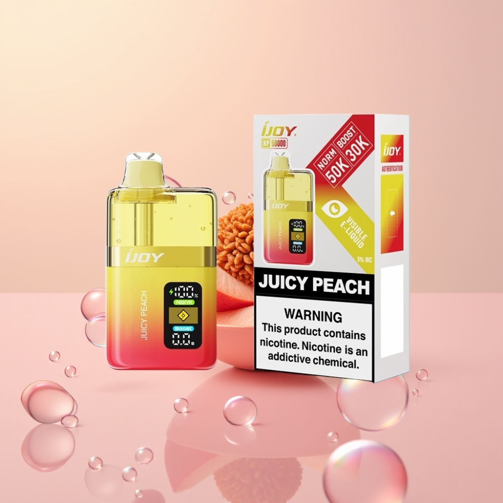 Partihandel Sverige IJOY XP50000 Engångs Vape Saftig Persika Dual Mesh 0.4ohm 50mg/ml 1000mAh Type-C