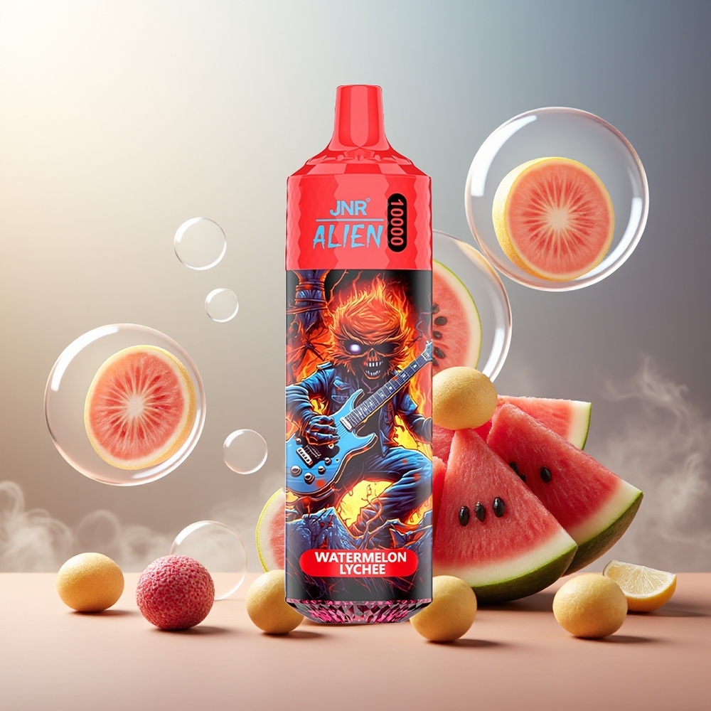 Partihandel Sverige JNR Alien 10000 Puffs RGB LED Vattenmelon Litchi Typ-C Laddning