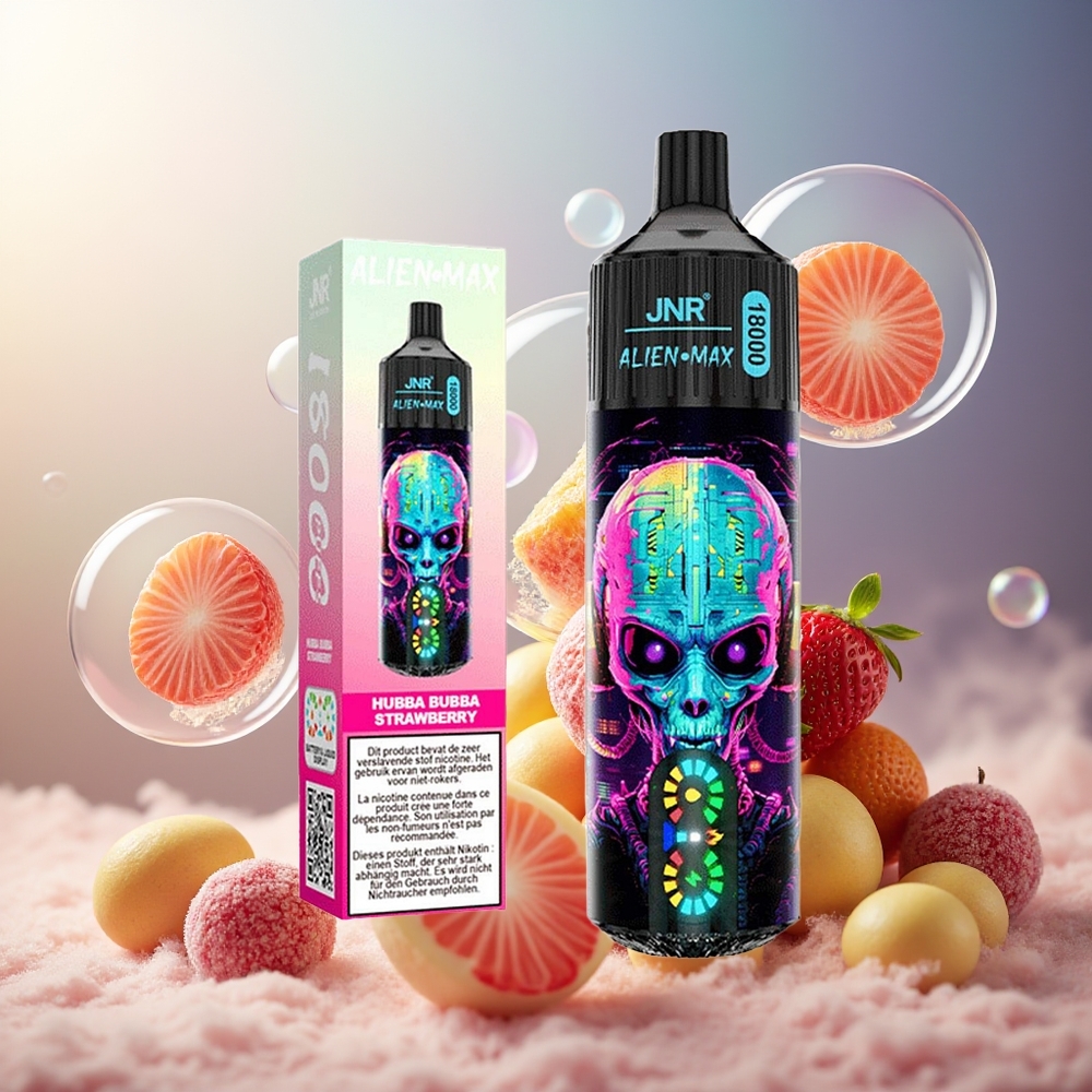 Partihandel Sverige JNR Alien Max 18000 Hubba Bubba Jordgubb Smart LED Dual Mesh 28ml