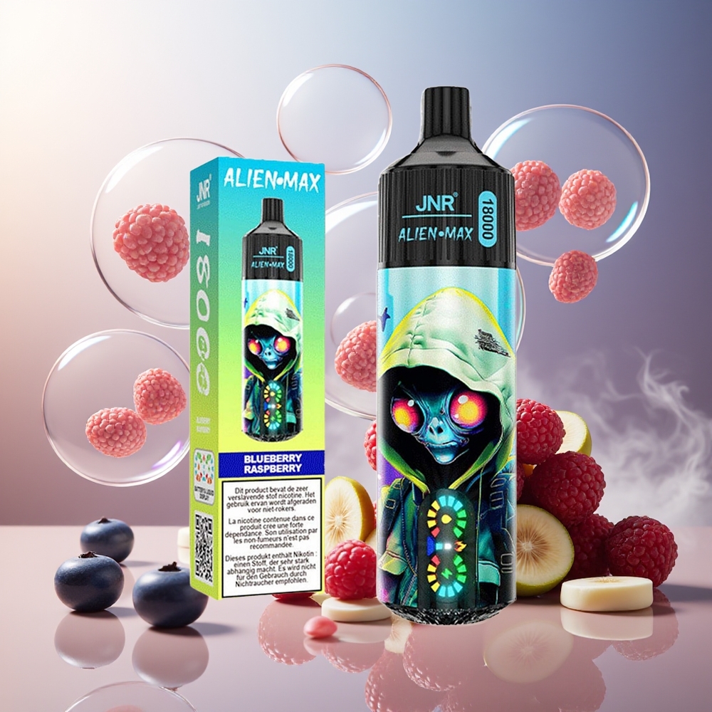 Partihandel Sverige JNR Alien Max 18000 Puffs Dual Mesh Blåbär Hallon