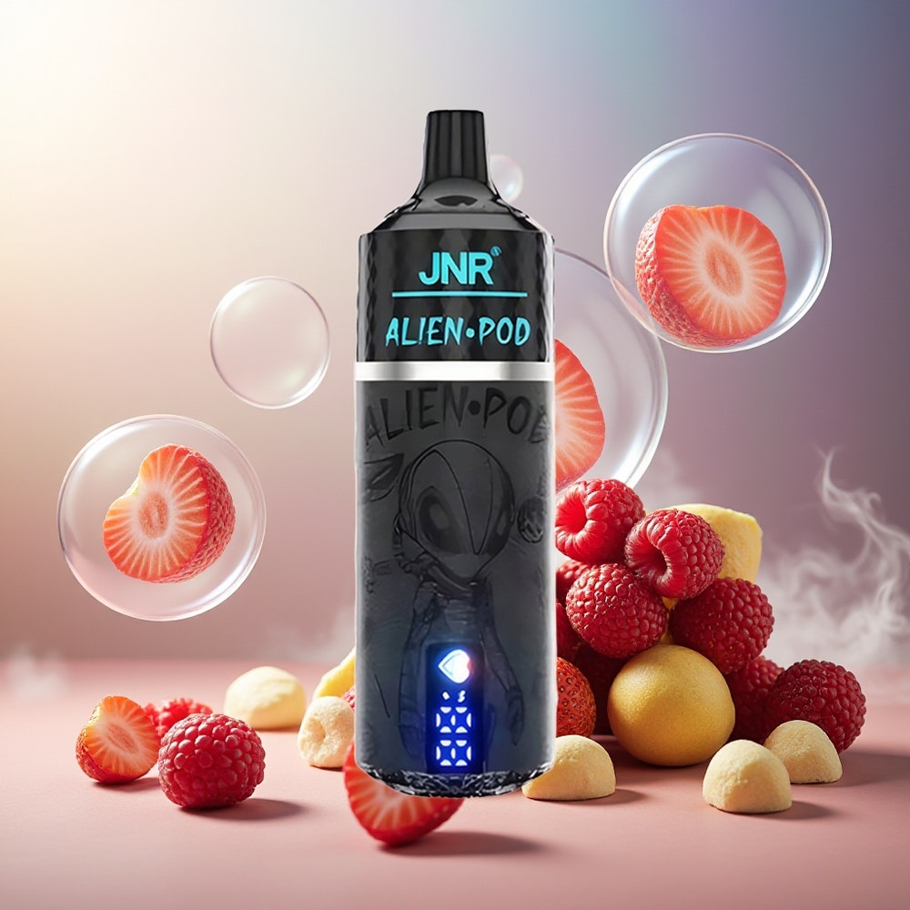 Partihandel Sverige JNR Alien Pod 13000 Puffs Engångs Vape Jordgubb Hallon Körsbär Mesh Core Typ-C