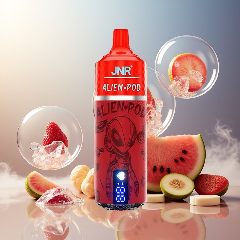 Partihandel Sverige JNR Alien Pod 13000 Puffs Jordgubb Vattenmelon Is Mesh Core Typ-C