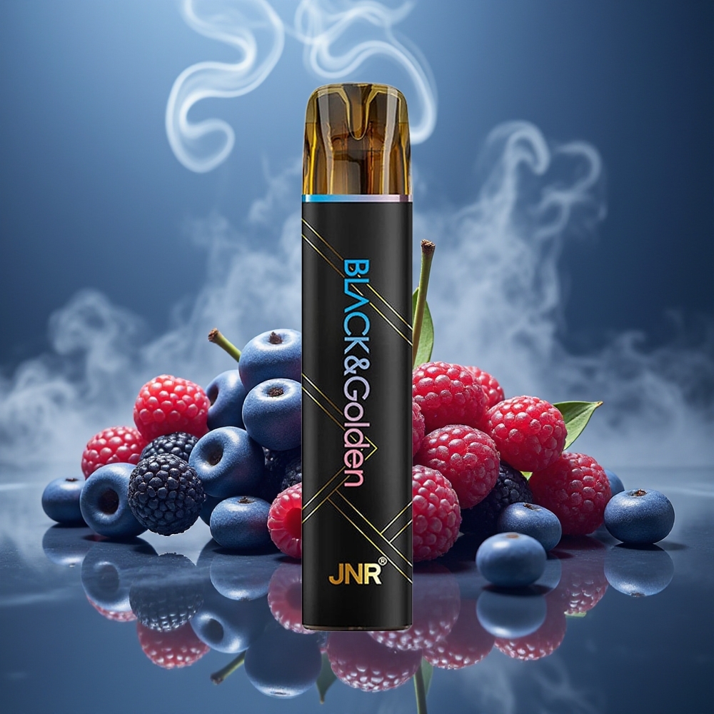 Partihandel Sverige JNR Black&Golden 600+200 Puffs 2ml Blå Hallon Körsbär Engångsvape