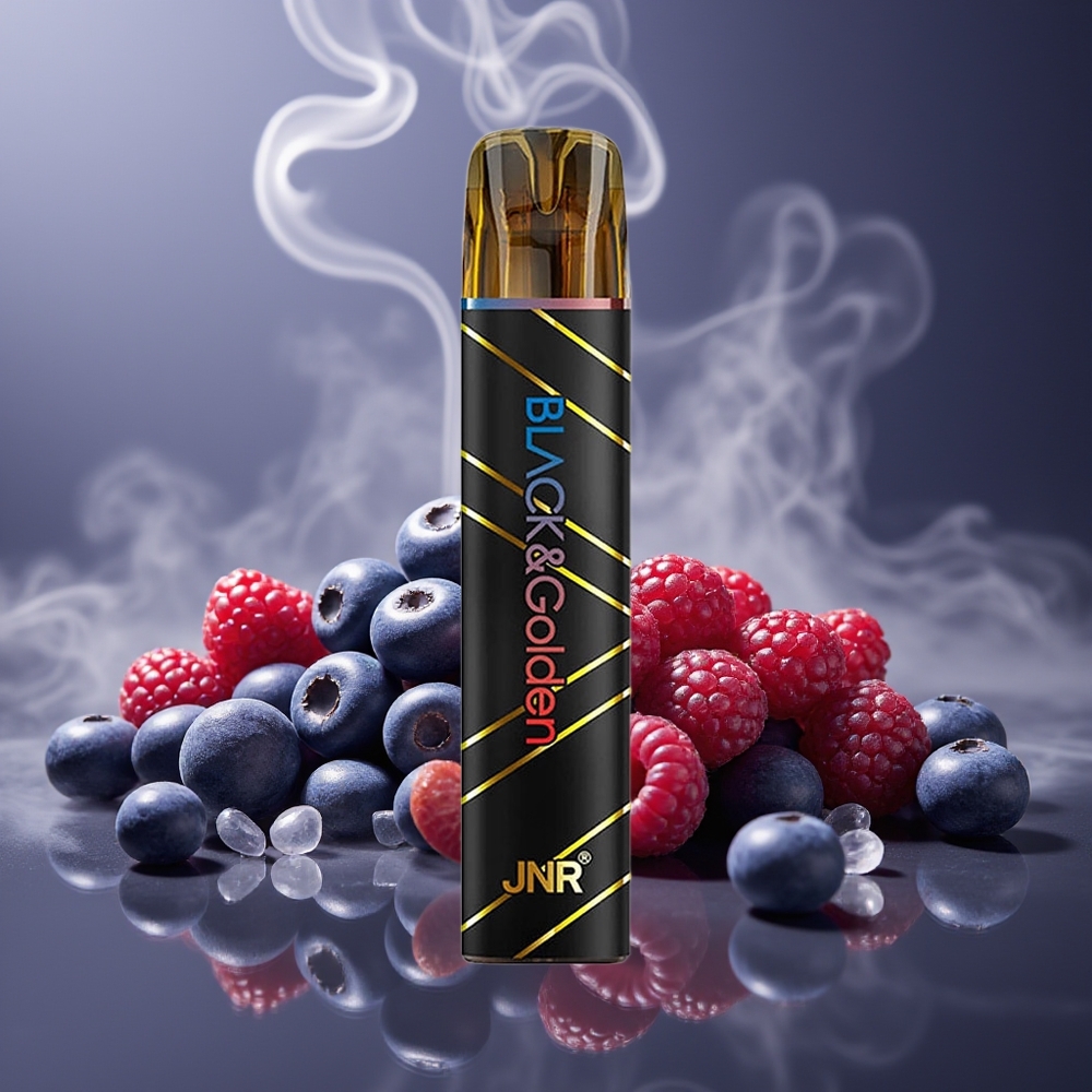 Partihandel Sverige JNR Black&Golden 600+200 Puffs 2ml Blåbär Sur Hallon Engångsvape