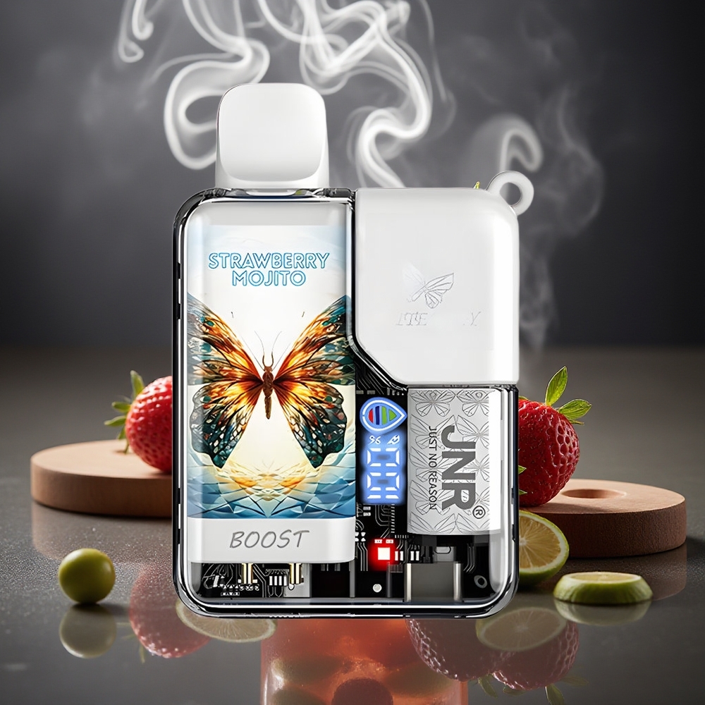 Partihandel Sverige JNR Butterfly 8500 Puffs Digital Display Jordgubb Mojito