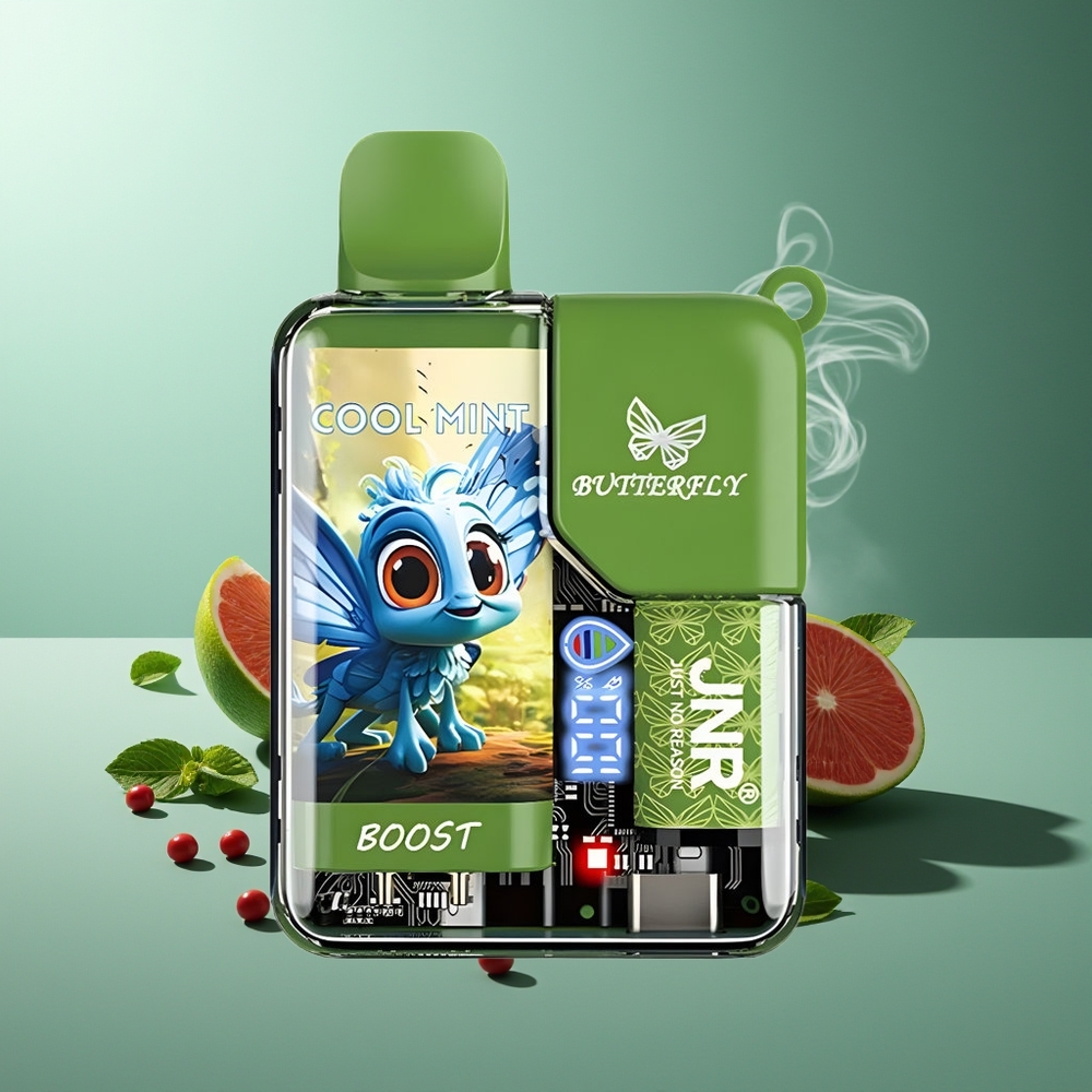 Partihandel Sverige JNR Butterfly 8500 Puffs Engångs Vape Kylmynt 1200mAh 15ml 1.0ohm Digital Skärm