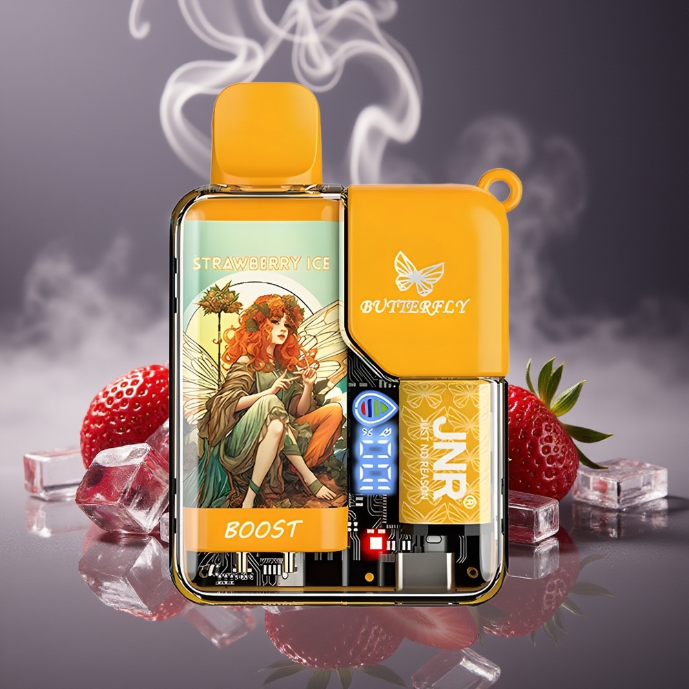 Partihandel Sverige JNR Butterfly 8500 Puffs Jordgubb Is 1200mAh 15ml 1.0ohm Digital Display