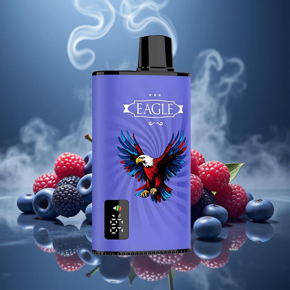 Partihandel Sverige JNR EAGLE Smart 23000 Puffs 25ml Blå Hallon Körsbär Digital Skärm 1.0ohm Mesh Coil Justerbar Luftflöde