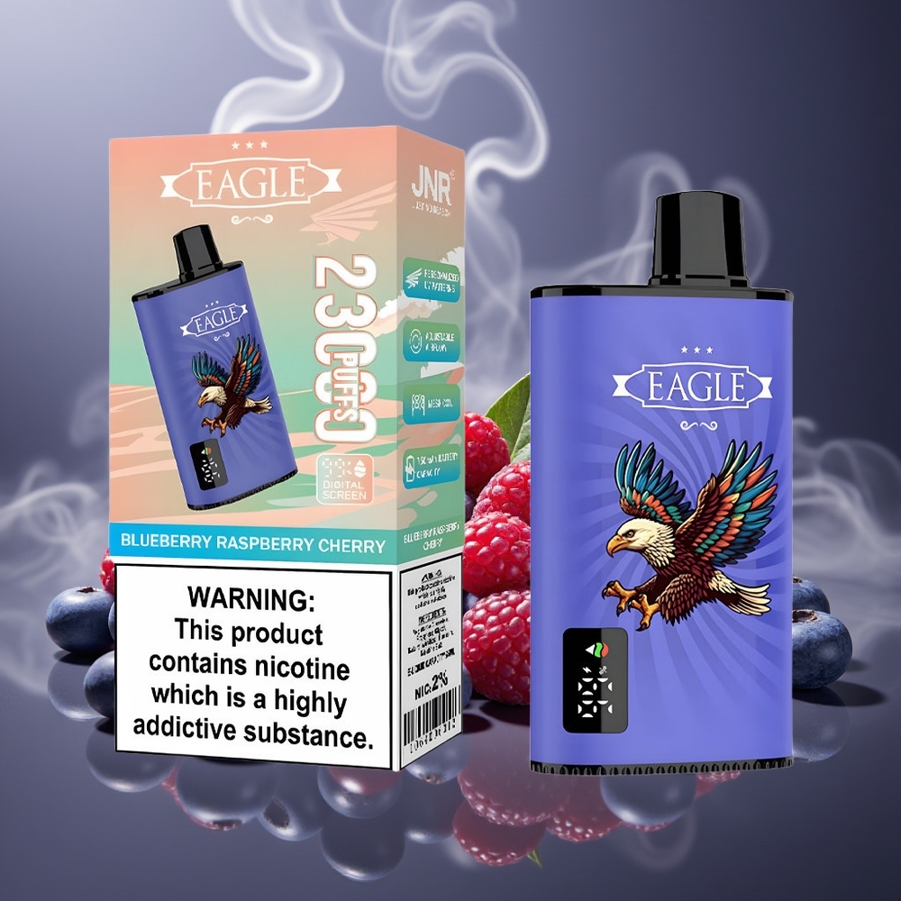 Partihandel Sverige JNR EAGLE Smart 23000 Puffs Digital Screen Blåbär Hallon Körsbär