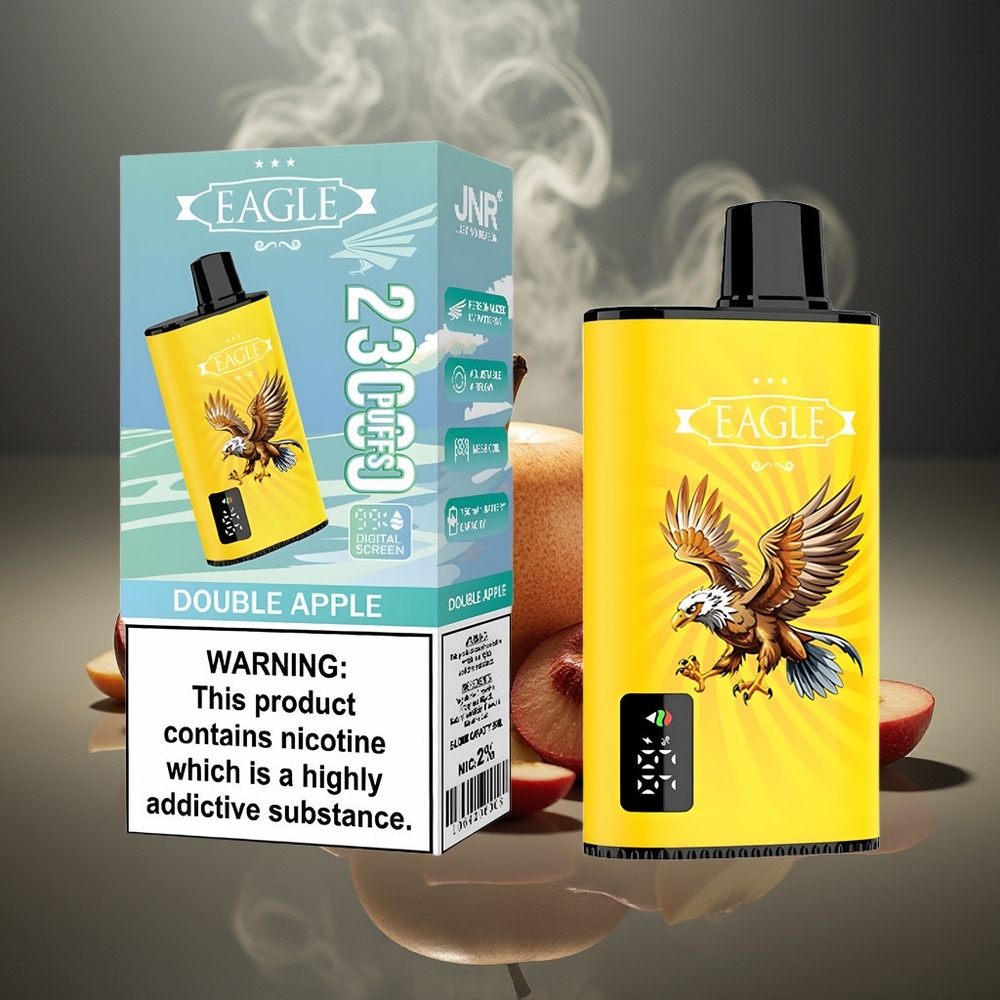 Partihandel Sverige JNR EAGLE Smart 23000 Puffs Dubbel Äpple Digital Skärm Justerbar Luftflöde 1.0ohm Mesh Coil