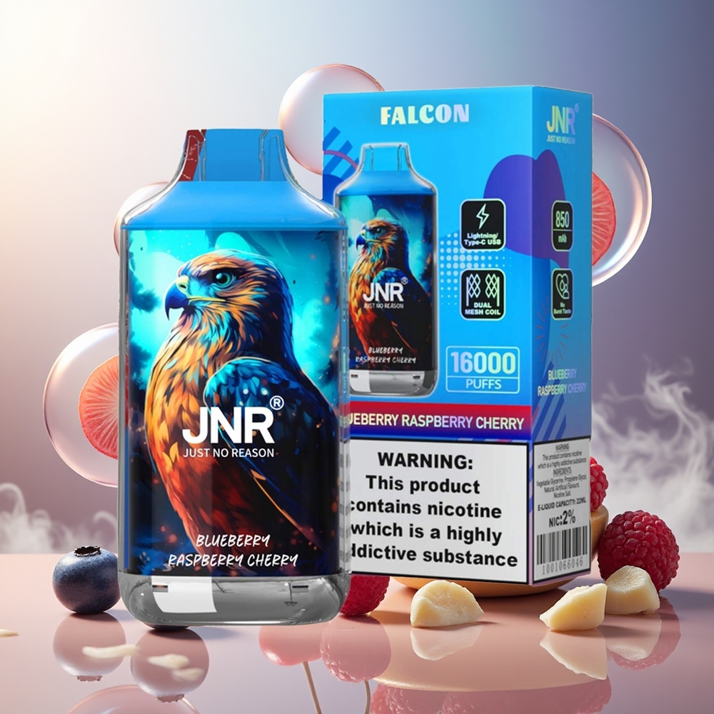 Partihandel Sverige JNR Falcon 16000 Puffs 22ml Blåbär Hallon Körsbär