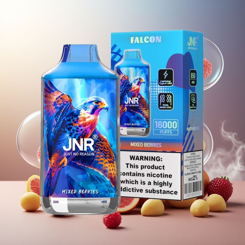 Partihandel Sverige JNR Falcon 16000 Puffs Blandade Bär 850mAh 22ml Coil Smart LED