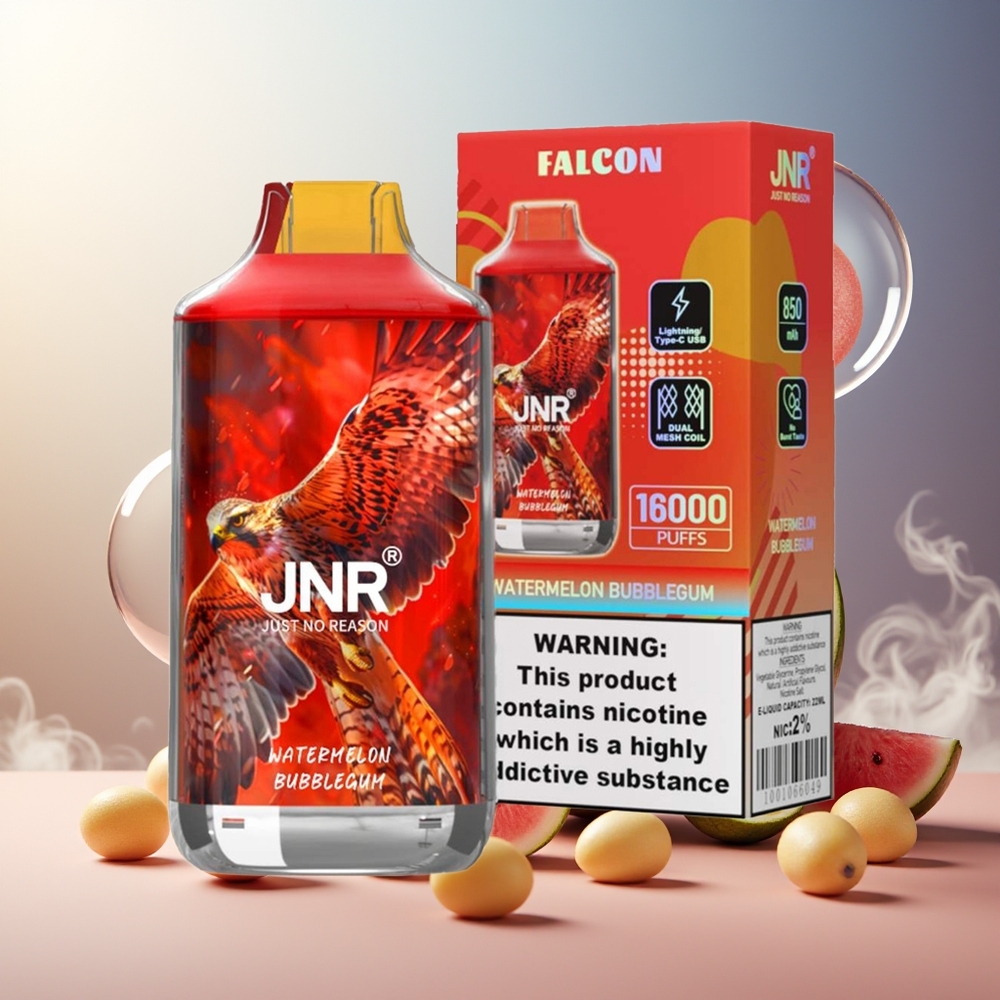 Partihandel Sverige JNR Falcon 16000 Puffs Disposable Vattenmelons Tuggummi 850mAh 22ml Coil