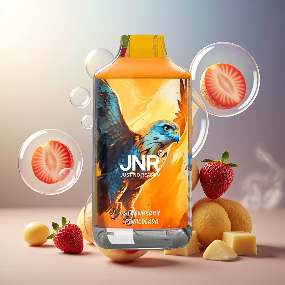 Partihandel Sverige JNR Falcon 16000 Puffs Engångs E-cigaret Jordgubb Pina Colada 850mAh 22ml Coil Typ C Belysning Smart LED 0% 2%