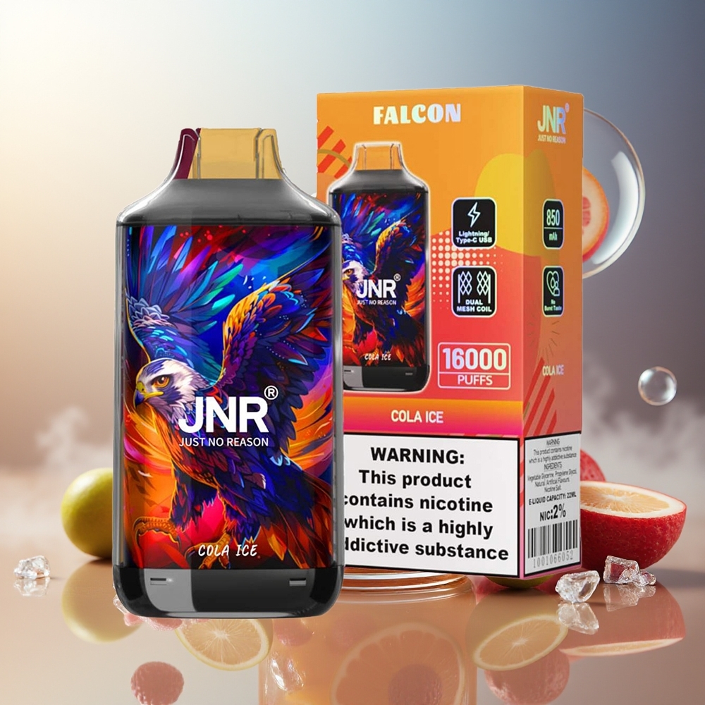 Partihandel Sverige JNR Falken 16000 Puffs Coil Typ C & Smart LED Cola Is