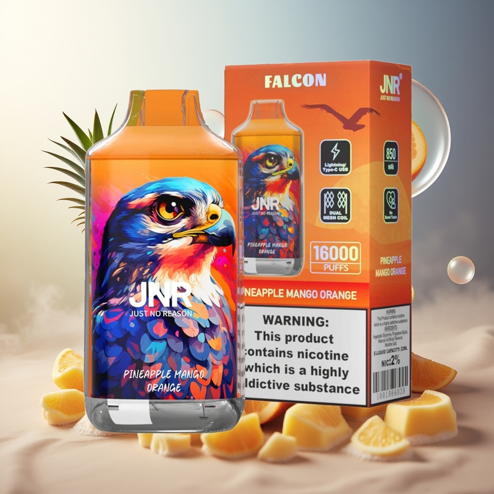 Partihandel Sverige JNR Falkon 16000 Puffs 22ml Ananas Mango Apelsin Coil
