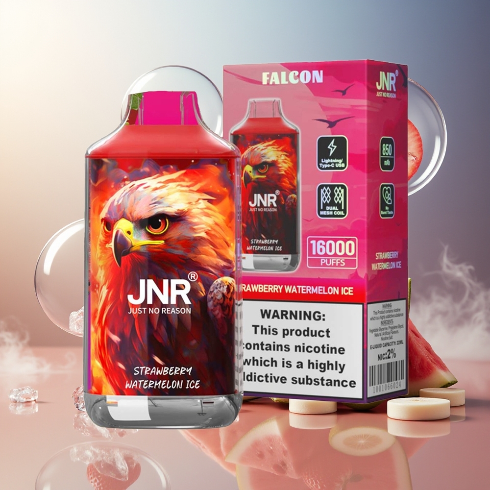 Partihandel Sverige JNR Falkon 16000 Puffs 850mAh 22ml Jordgubb Vattenmelon Is