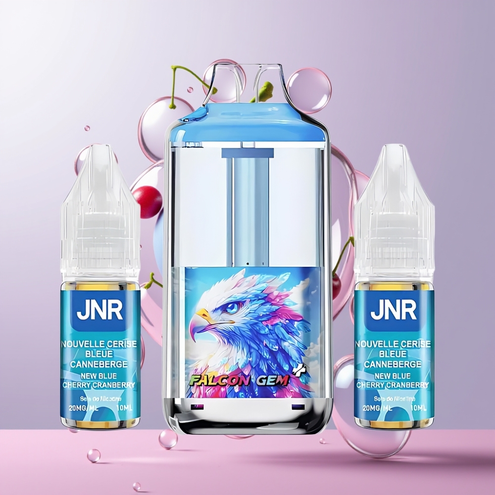 Partihandel Sverige JNR Falcon GEM⁺ 30000 Andnings Refillable Pod Vape Ny Blå Körsbär Tranbär Synlig E-vätska Tank 2 10ml