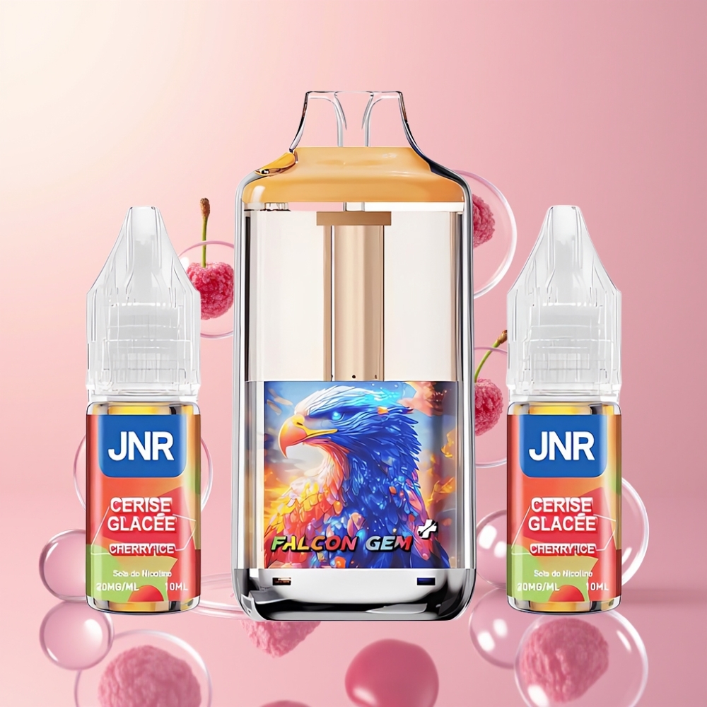 Partihandel Sverige JNR Falcon GEM⁺ 30000 Puffar Påfyllningsbar Pod E-cigarett Körsbärs Is Synlig E-vätsketank Toppfyllning Dual Mesh Coil