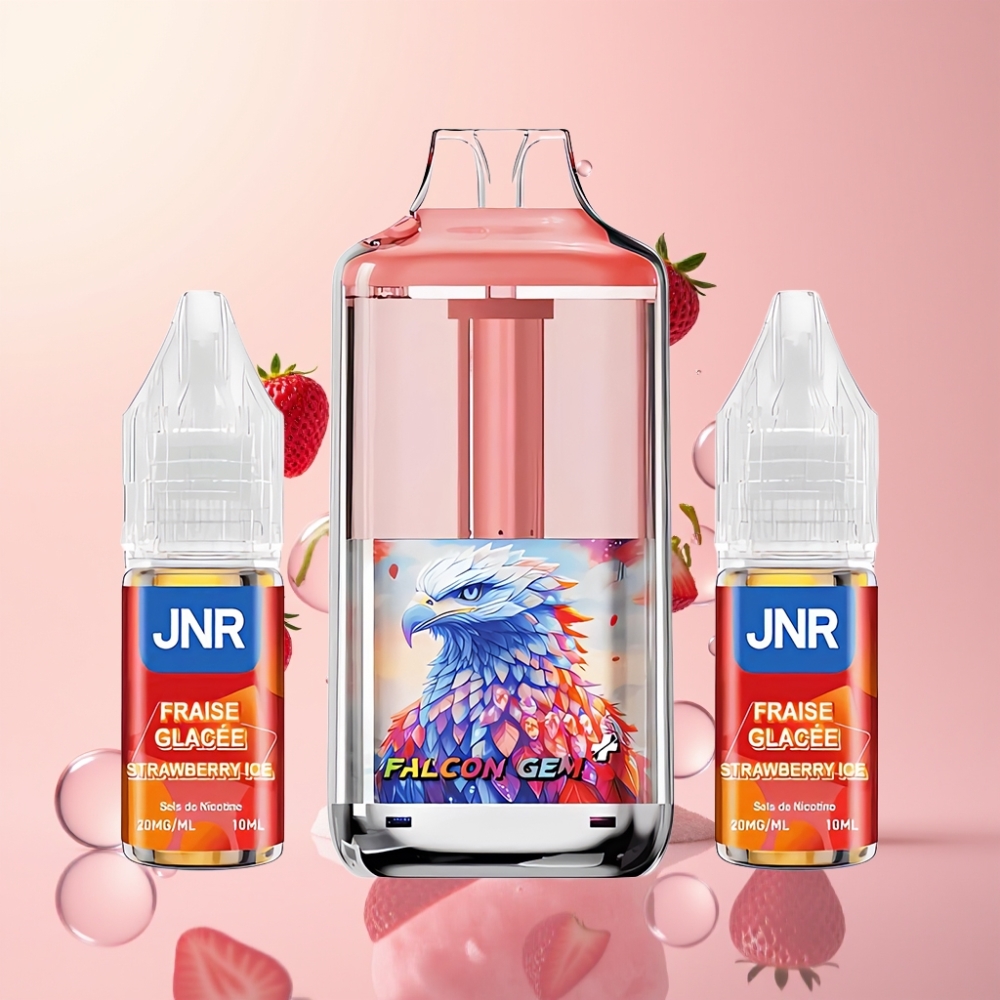 Partihandel Sverige JNR Falcon GEM⁺ 30000 Puffs Refillbar Pod Vape Jordgubbe Is Dual Mesh 10ml TPD