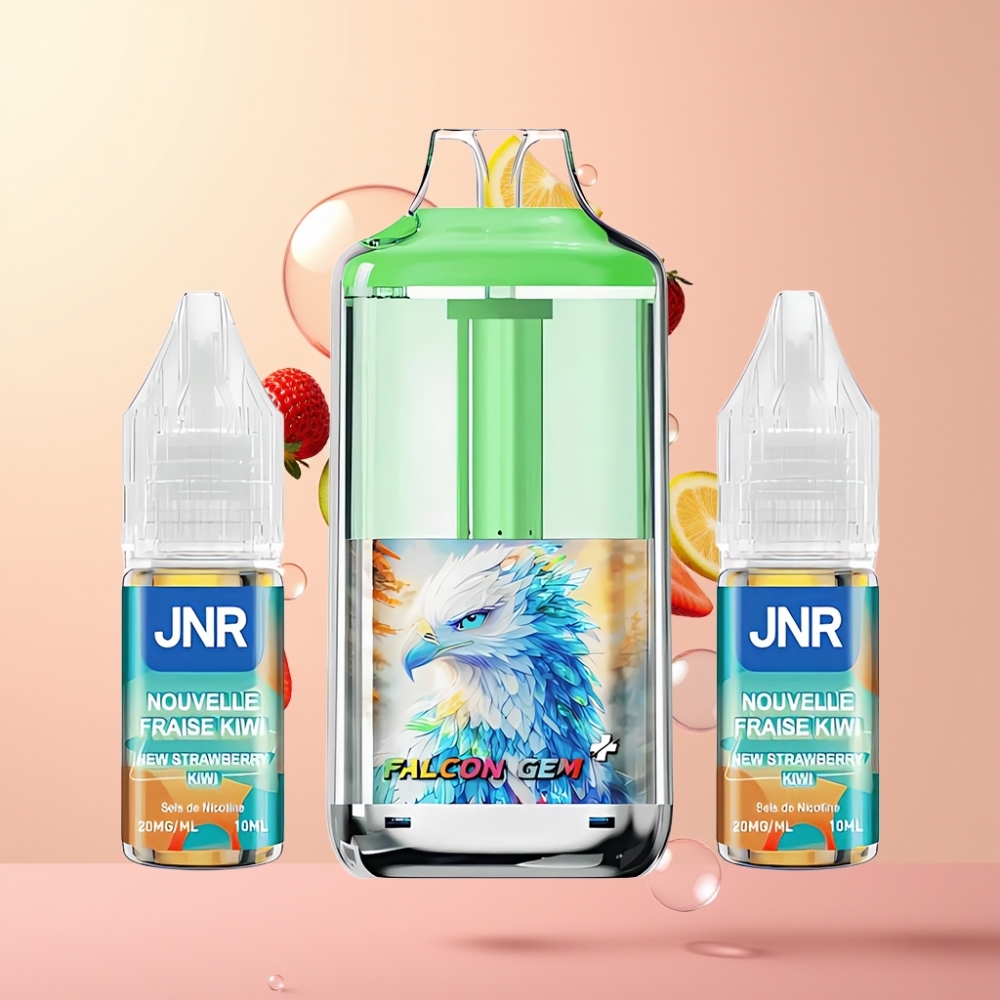Partihandel Sverige JNR Falcon GEM⁺ 30000 Puffs Synlig E-vätsketank Topfyllning Dual Mesh Ny JordgubbKiwi
