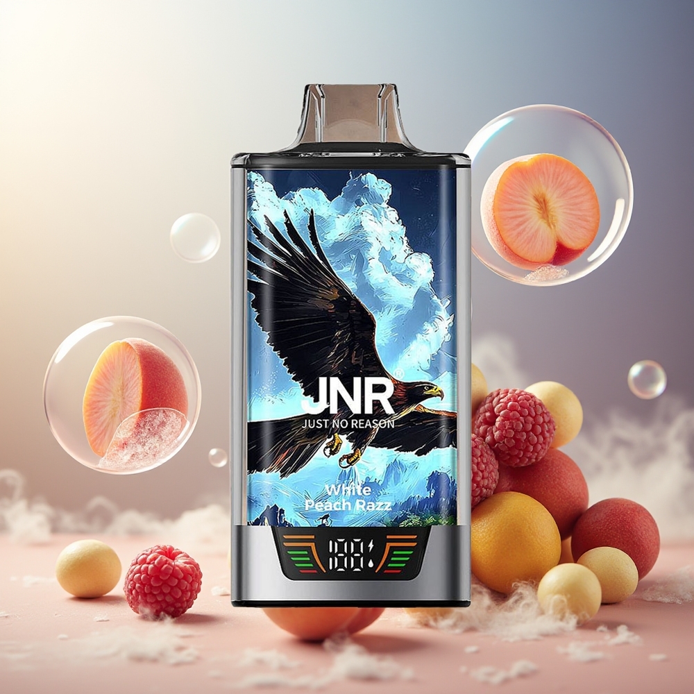 Partihandel Sverige JNR Falcon Pro 28000 30ml Vit Persika Hallon Dual Mesh MTL