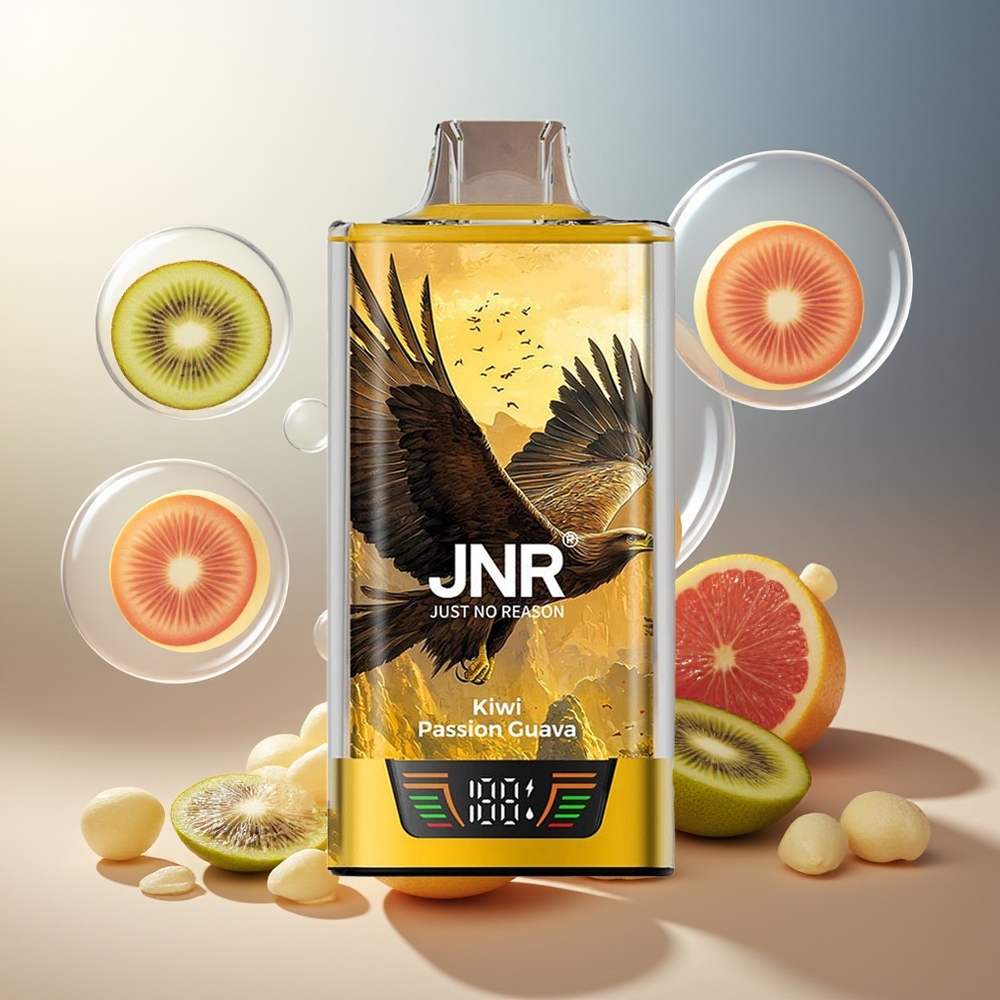 Partihandel Sverige JNR Falcon Pro 28000 Engångsvape Kiwi Passion Guava 30ml 950mAh 5% Nikotin Smart Display Dual Mesh USB-C MTL