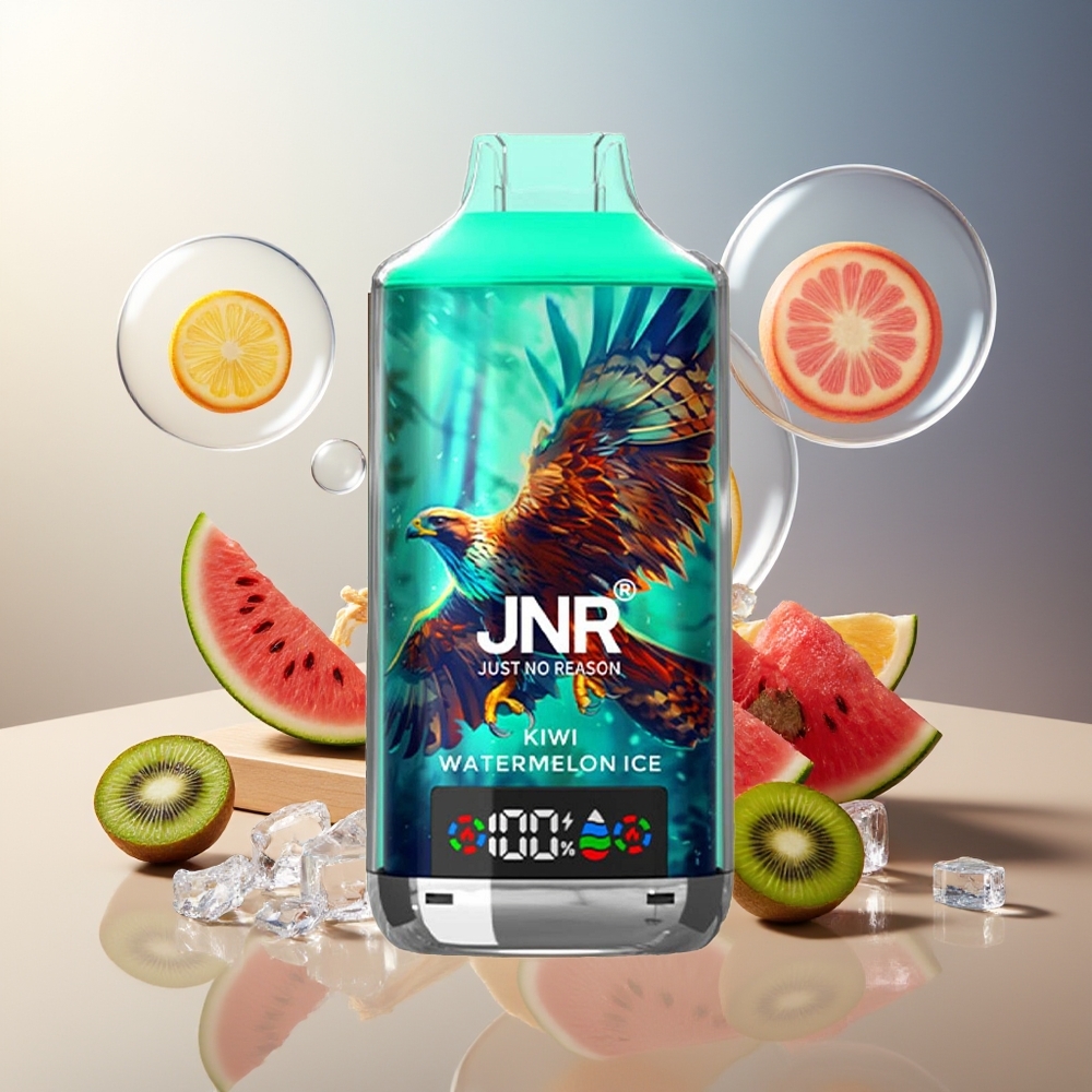 Partihandel Sverige JNR Falcon X 18000 Puffs 24ml Kiwi Vattenmelon Is Dual Mesh Digital Typ-C