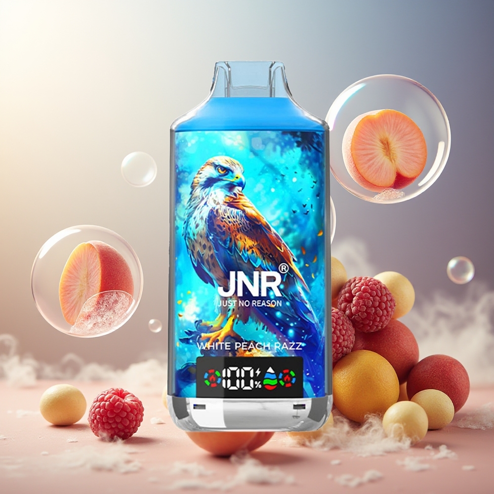 Partihandel Sverige JNR Falcon X 18000 Puffs 24ml Vit Persika Razz Dual Mesh Display Type-C