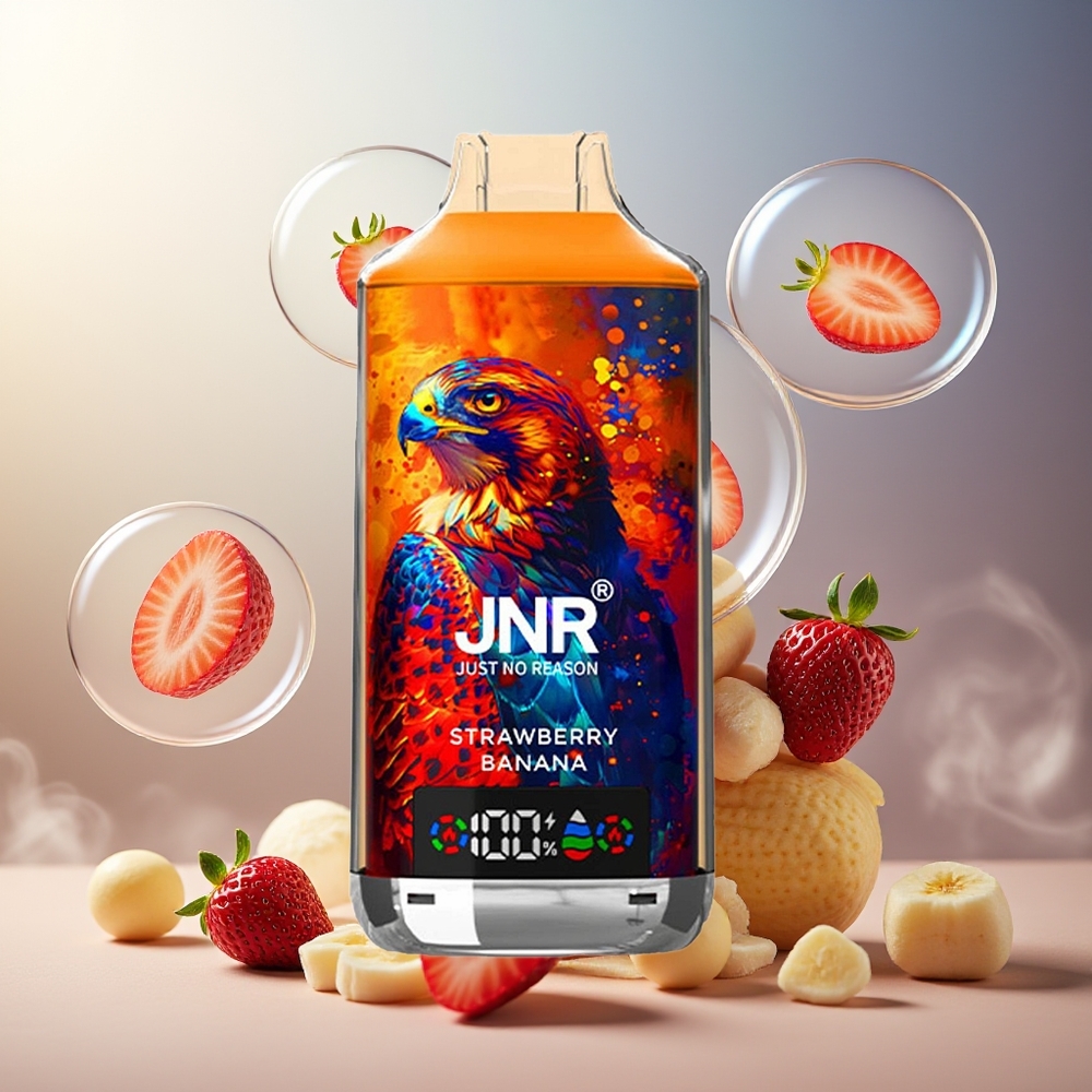 Partihandel Sverige JNR Falkon X 18000 Puffs Jordgubbe Banan 24ml Dual Mesh Digital Typ-C