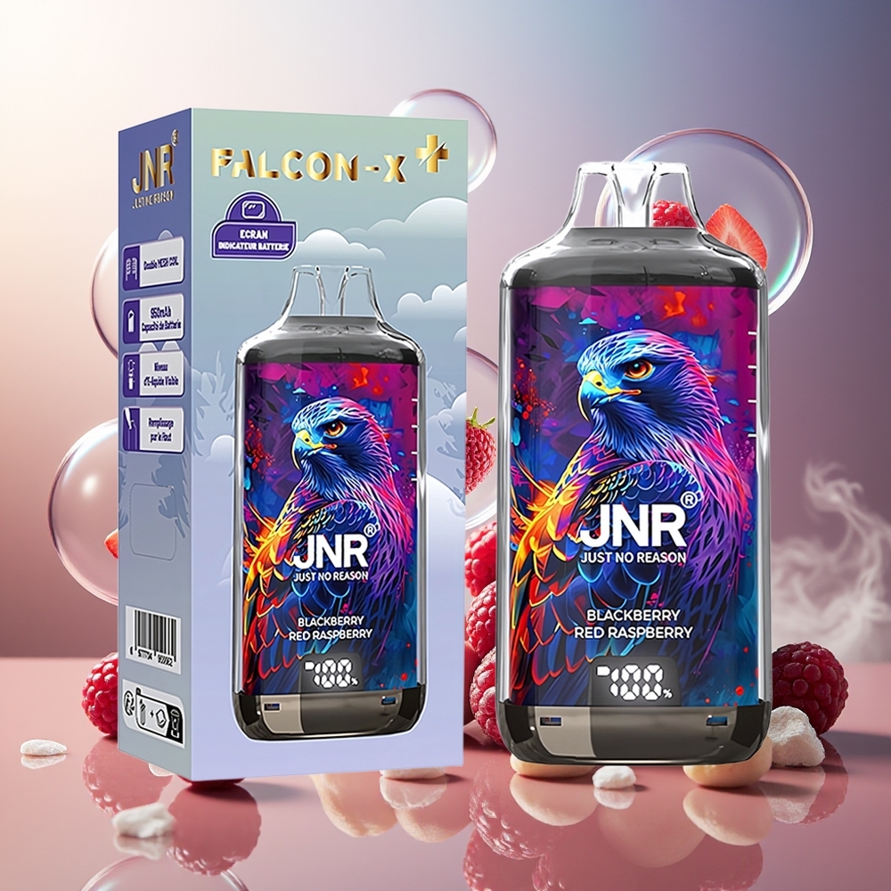 Partihandel Sverige JNR Falcon X⁺ 28000 Dubbel Munnstycke 28000 Puffar Svartvinbär Röd Hallon 950mAh 2ml