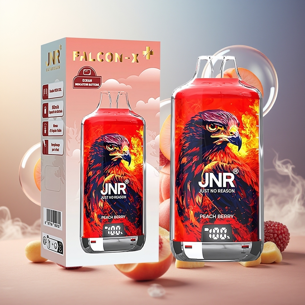 Partihandel Sverige JNR Falkon X⁺ 28000 950mAh 2ml Persika Bär Dubbla Munstycken Justerbar Luftflöde