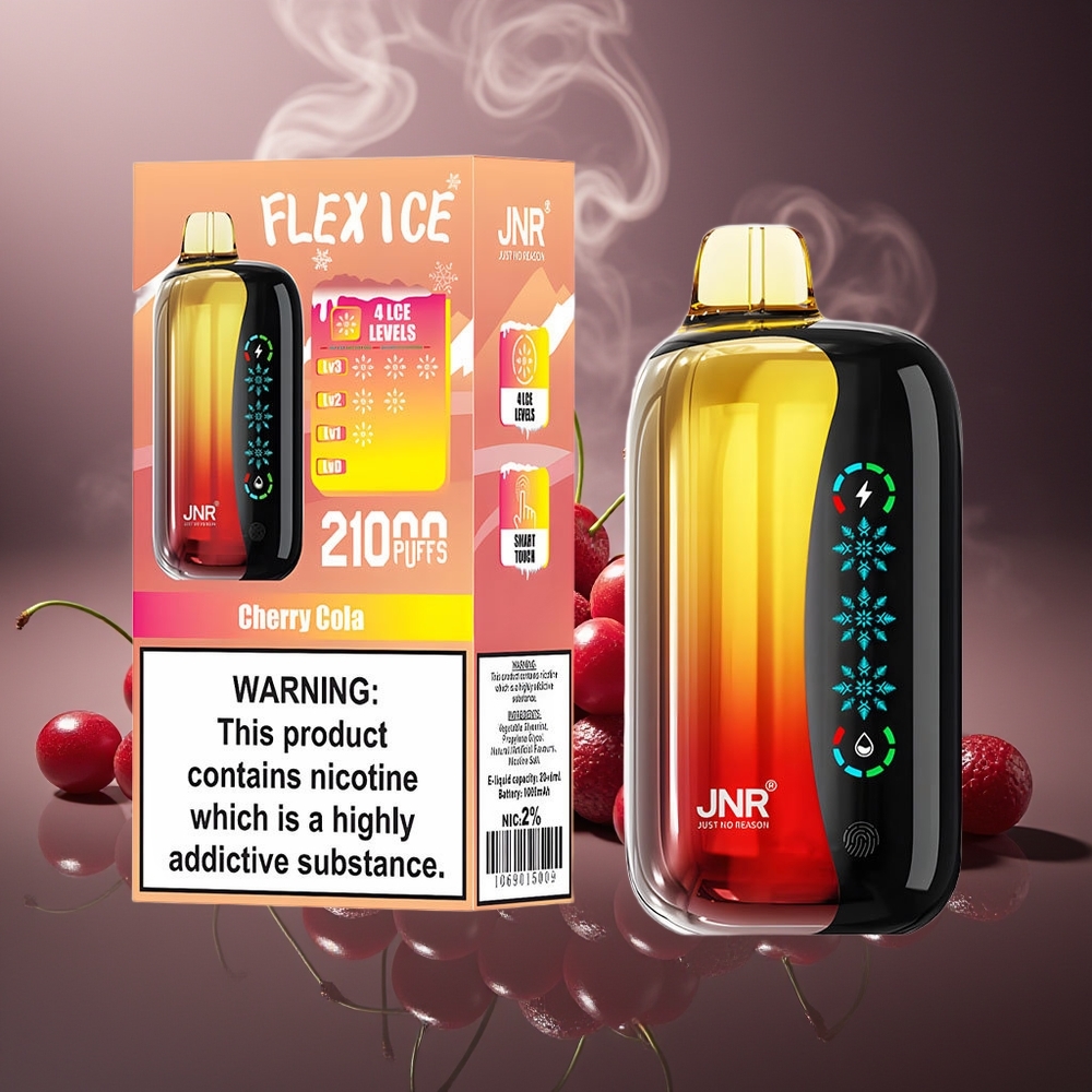 Partihandel Sverige JNR Flex Ice 21000 Puffar Engångs Vape Körsbär Cola Justerbar Luftflöde Typ-C Laddning 2% Nikotin