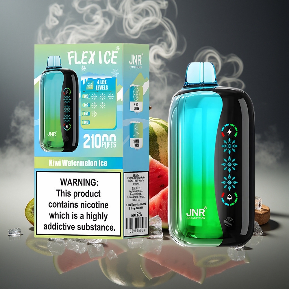 Partihandel Sverige JNR Flex Ice 21000 Puffs Engångs Vape Kiwi Vattenmelon Is Justerbar Luftflöde 26ml