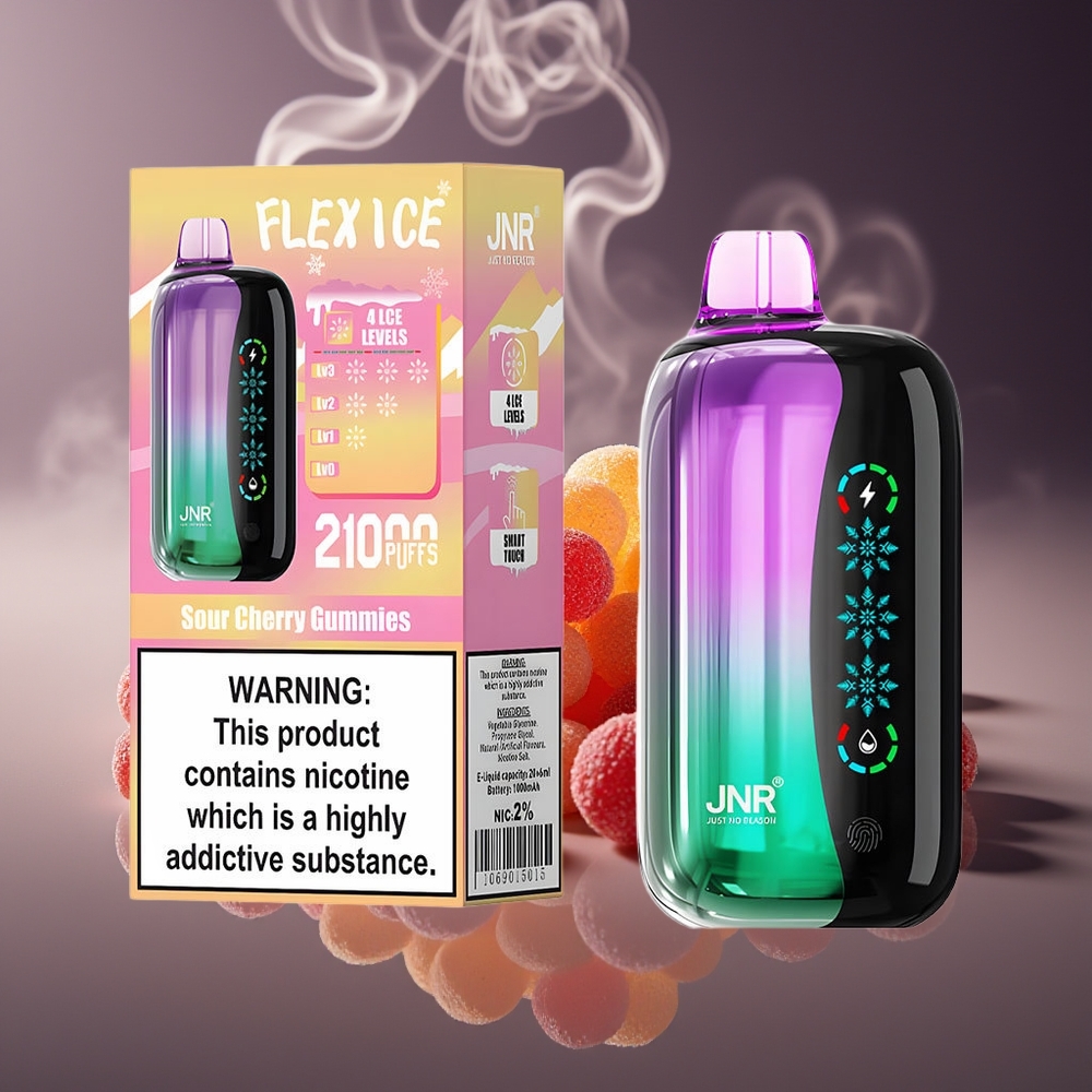 Partihandel Sverige JNR Flex Ice 21000 Puffs Sur Körsbär Godis Anpassningsbar Luftflöde Typ-C Laddning 1000mAh