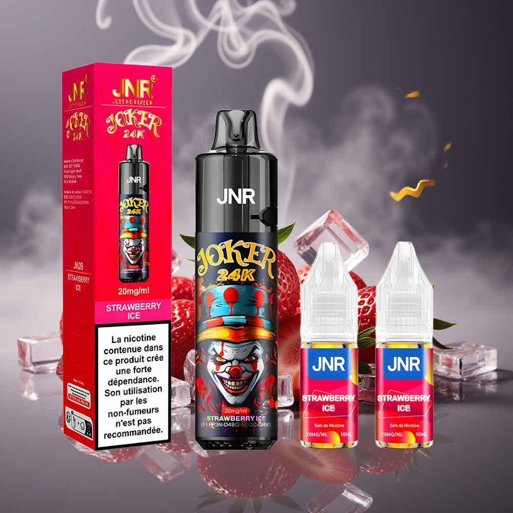 Partihandel Sverige JNR Joker 24K Puffs 2+10ml Jordgubb Is Engångsvape