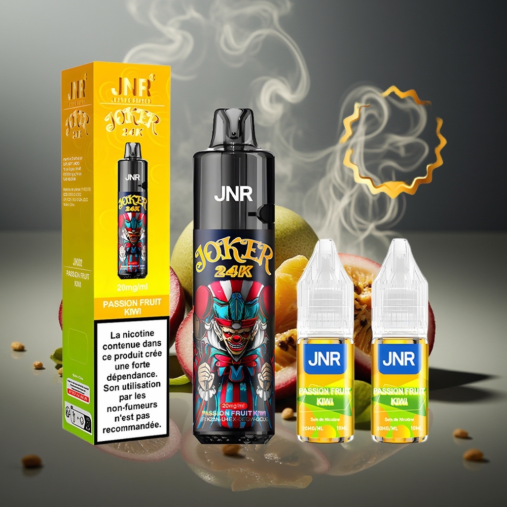 Partihandel Sverige JNR Joker 24K Puffs 2+10ml Passionsfrukt Kiwi Engångsvape