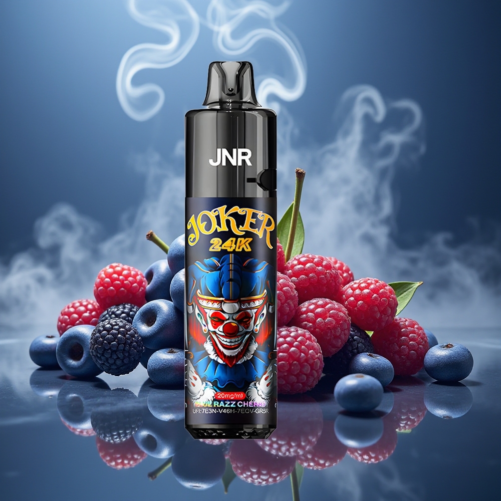 Partihandel Sverige JNR Joker 24K Puffs Engångs Vape Blå Hallon Körsbär 2+10ml 800mAh
