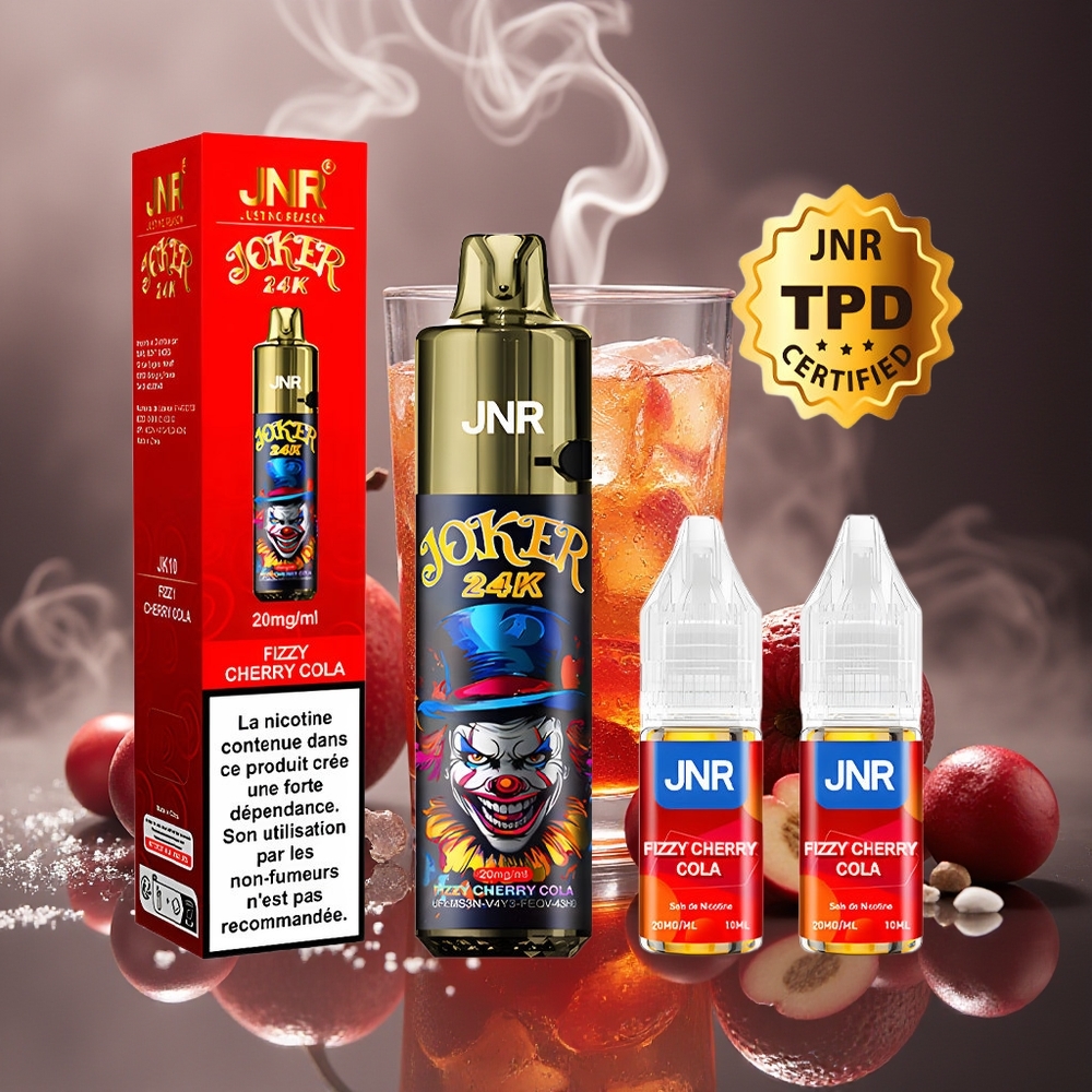 Partihandel Sverige JNR Joker 24K Puffs Fizzy Körsbär Cola 2+10ml 800mAh
