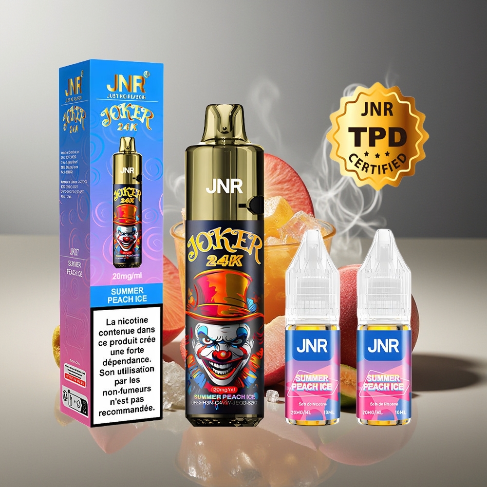 Partihandel Sverige JNR Joker 24K Puffs Refillable 2+10ml Sommar Persika Is